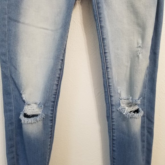 Women's Light Blue Distressed Jeans - Picture 5 of 14